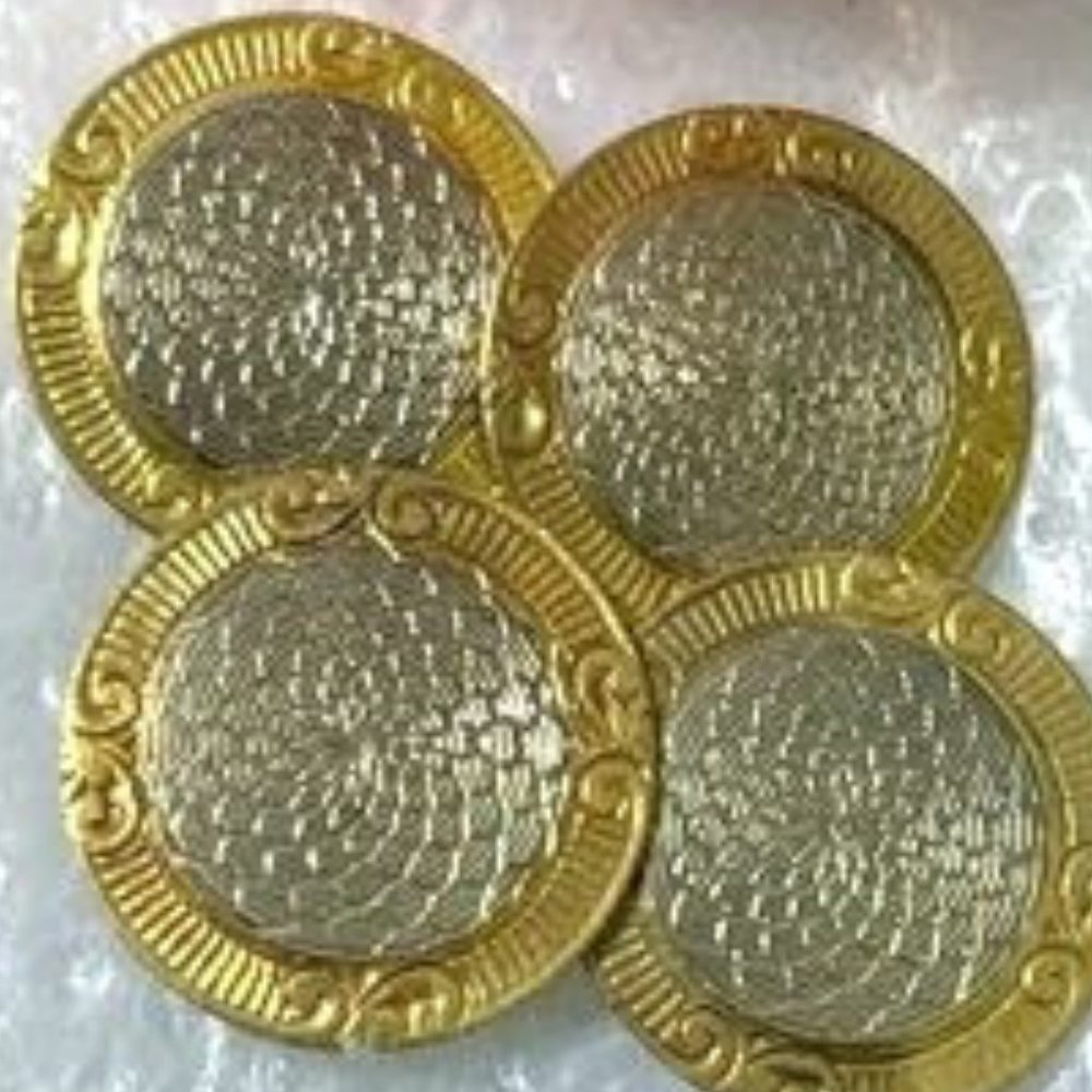 Antique 10K Edwardian Art Deco Double-sided Disc 2Tone Gold GUILLOCHE Cuff Links - Picture 2 of 4